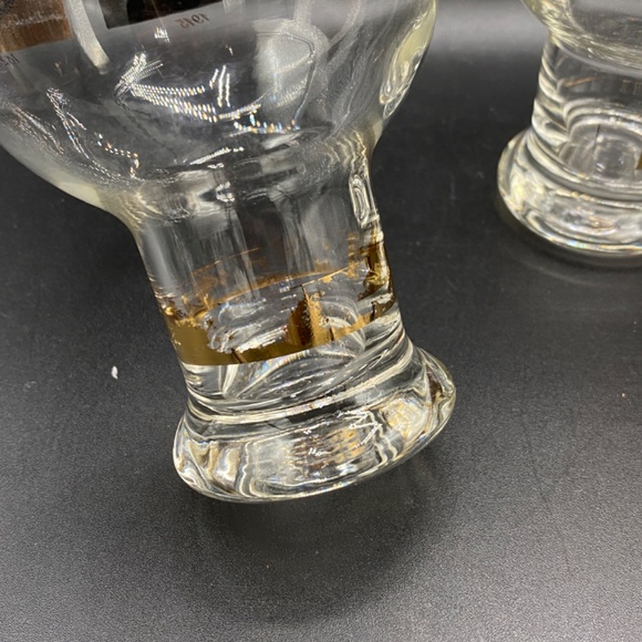 Cera Beer Glass x4 clear with black and gold coin pattern VTG MCM 1960's USA - Picture 5 of 6